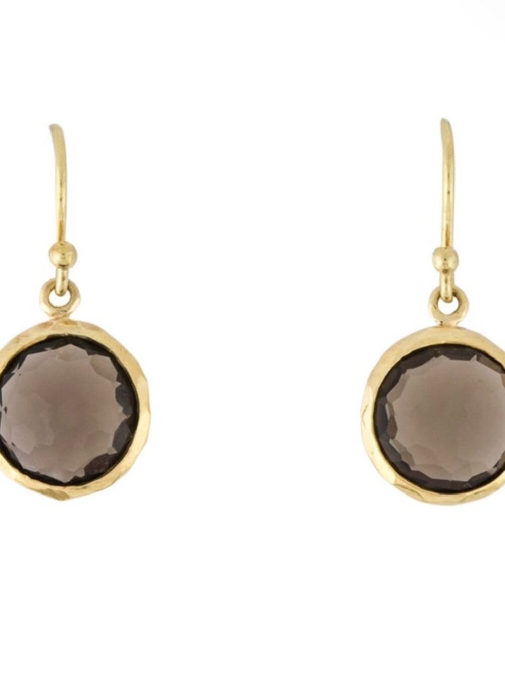IPPOLITA 18K 750 YELLOW GOLD SMOKEY QUARTZ LOLLIPOP MINI DROP EARRINGS
